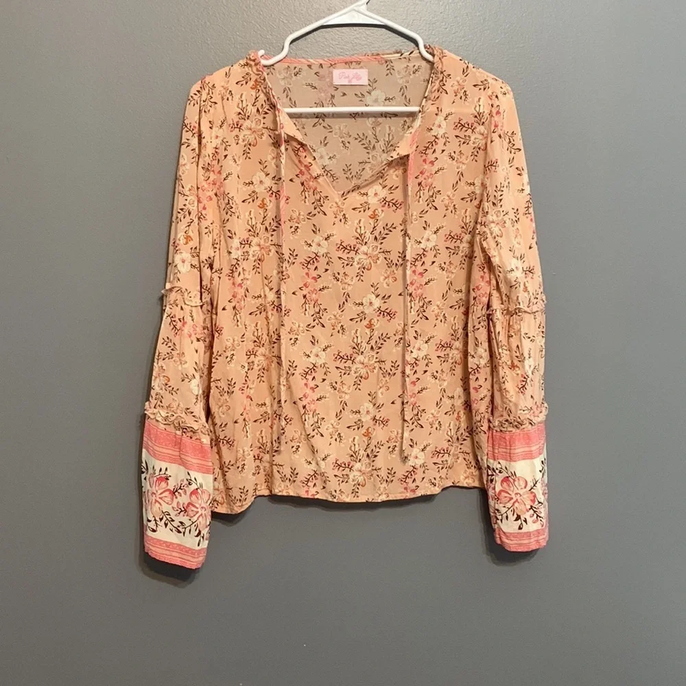 PINK LILY | Wildflower Meadows Pink Floral Blouse - Picture 2 of 5